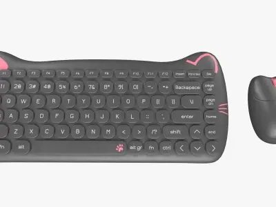 Wireless Keyboard Mouse Set Simple Dark Gray Version  3D model