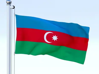 Animated Azerbaijan Flag Low-poly 3D model