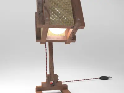 Wooden table lamp Low-poly 3D model