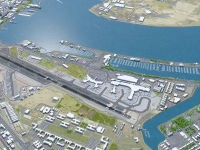 San Diego Airport 10km Low-poly 3D model