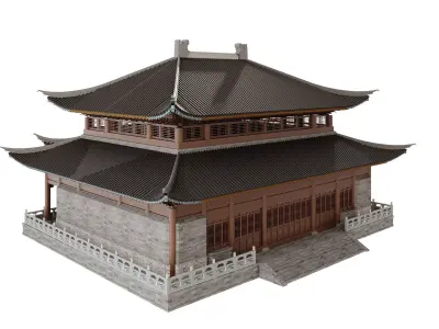 Japan Temple Hall 3D model