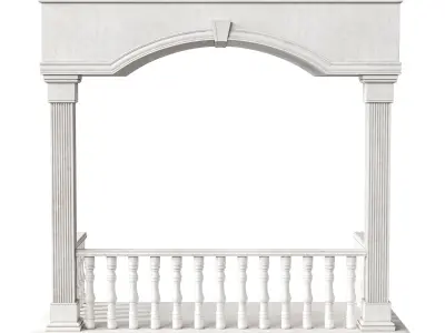 Classic Marble Balcony with Petite Marble Balusters 5 3D model