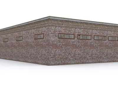 Garage brick building Low-poly 3D model