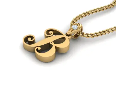 Light Gold Fancy Font Pendant B 3D print model