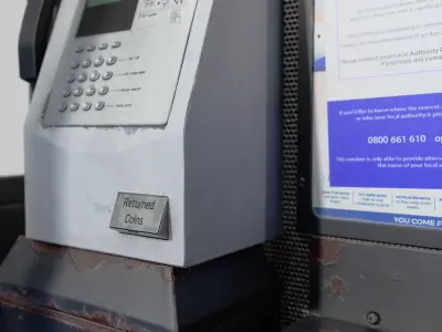 Retro Phonebooth 1990 Low-poly 3D model