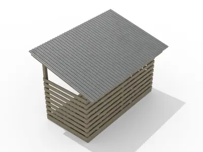 Firewood Shed - 6x12 - with Logs 3D model