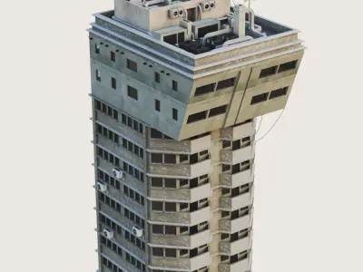 Building Skyscraper City Town Downtown Office Space Work Street Low-poly 3D model