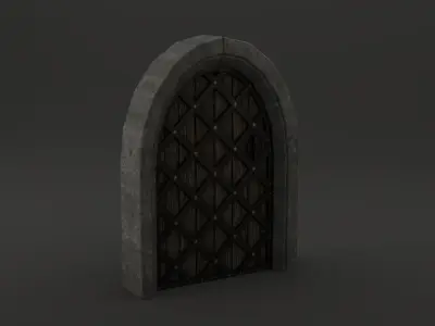 Medieval Door Cross Steel Door 3D Model Low-poly 3D model