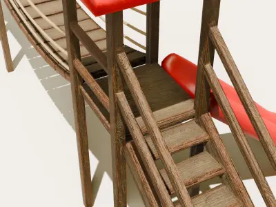 Playground castle with a slide Low-poly 3D model