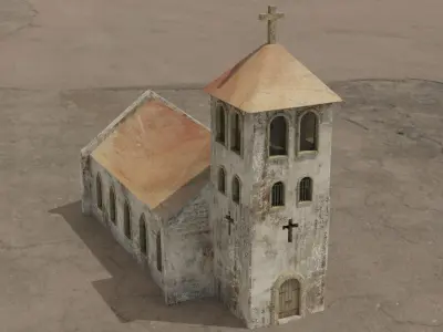 Church in desert Low-poly 3D model