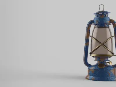 Vintage oil lamp Lantern light Low-poly 3D model Low-poly 3D model