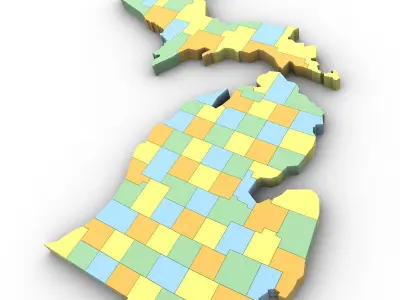 Michigan Political Map 3D model