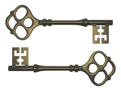 Old Steampunk Key Victorian style prop highpoly printable 3D model