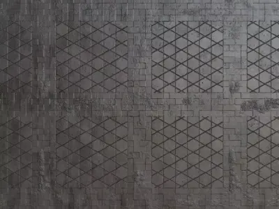 Industrial Weathered Black Geometric Stone Tiles PBR Seamless Texture