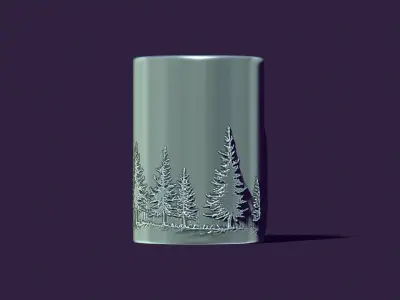  candle with a picture of fir trees 3D print model