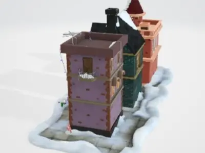 snowy village Free 3D model