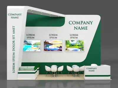 Booth Exhibition Stand Stall 3x7m Height 500 cm 2 Side Open 3D model