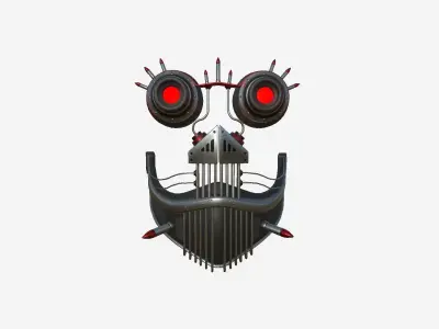 Steampunk Mask A01 Steel Red - SciFi Character Design Low-poly 3D model