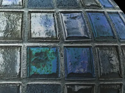 Tiles Materials- blue mosaic tiles - Pbr 4k Seamless Texture