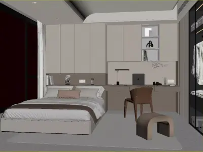 Minimalist bedroom 3D model