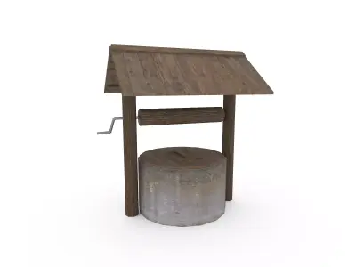 Village water well model Low-poly 3D model