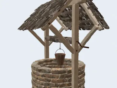Medieval water well 3D model