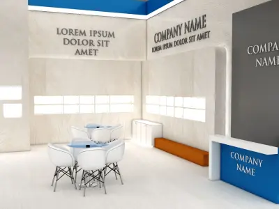 Booth Exhibition Stand Stall 7x8m Height 500 cm 2 Side Open 3D model