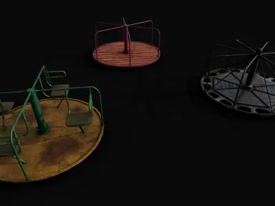 Carousel Set Low-poly 3D model