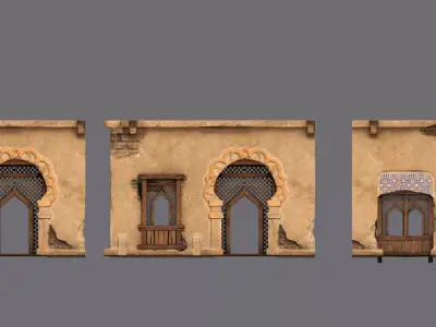 Arabian Store Fronts Low-poly 3D model