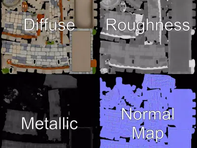 Medieval Stone Fortress model pack Low-poly 3D model purchase