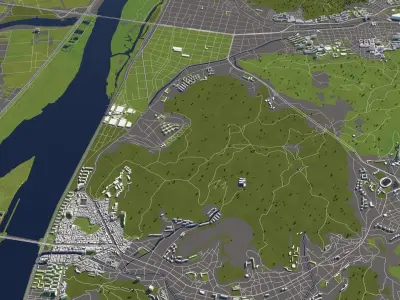 Busan South Korea 50x50km 3D model