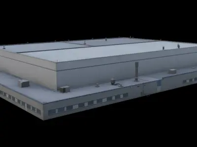 3D Building Low Poly  Low-poly 3D model