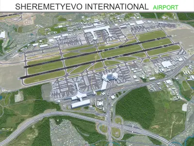 Sheremetyevo International Airport 20km Low-poly 3D model