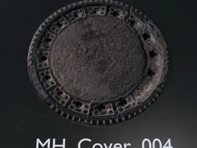14 Pieces Manhole Covers  Low-poly 3D model