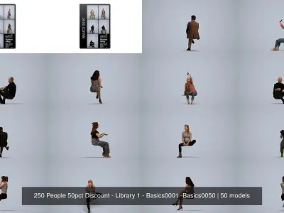 250 People 50pct Discount - Library 1 - Basics0001 -Basics0050 3D Model Pack
