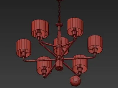 Palacio Collection 9 Light Vintage Gold Chandelier with Shade 3D model