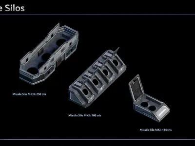 Spaceship Frigate Modular Equipment Low-poly 3D model