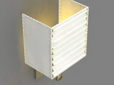 Wall Sconce  Polished Unlacquered Brass  Goatskin  3D model