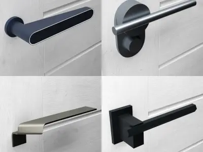 Door handles collection set1 and set 3 3D Model Pack