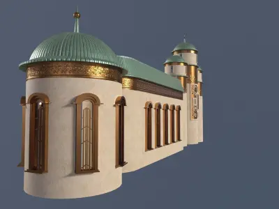 Modular Old  temple Low-poly 3D model