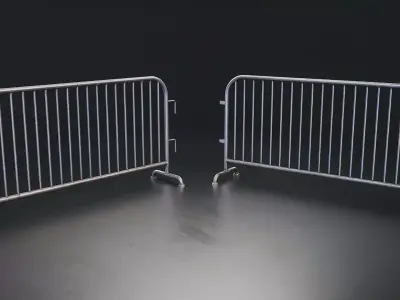 Metal Crowd Control Barrier 3D Model Low-poly 3D model