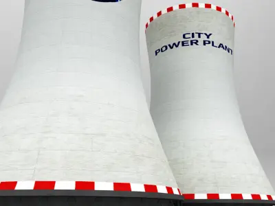 Cooling Tower Power Plant low Low-poly 3D model
