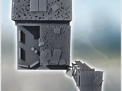 Outpost with storage sheds and surveillance tower 12 3D print model