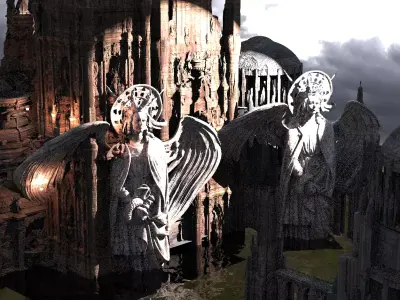 Fantasy Art Deco New Sci fi city Kit bash 3D model