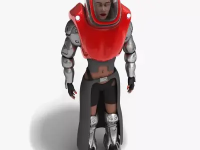 Futuristic Armored Biker Girl 3D model