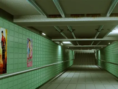 Subway Under pass - Low poly - Game ready model Low-poly 3D model