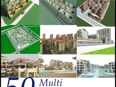 Multi Residential Building Collection 50 items Vol1  3D model