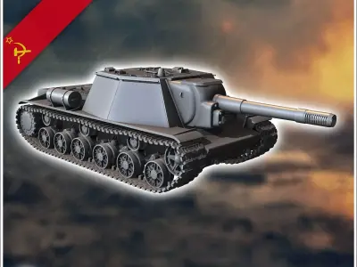SU-152 self-propelled heavy howitzer - Soviet army WW2 Second Wo 3D print model purchase