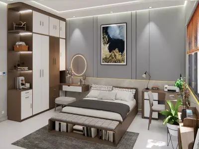 Model Bedroom Interior 3D Model Cozy and Realistic Design 3D model