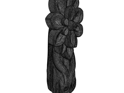 Wooden Carved Flower Ornament Low-poly 3D model